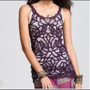 Free People Plum Battenburg Lace Slip XS